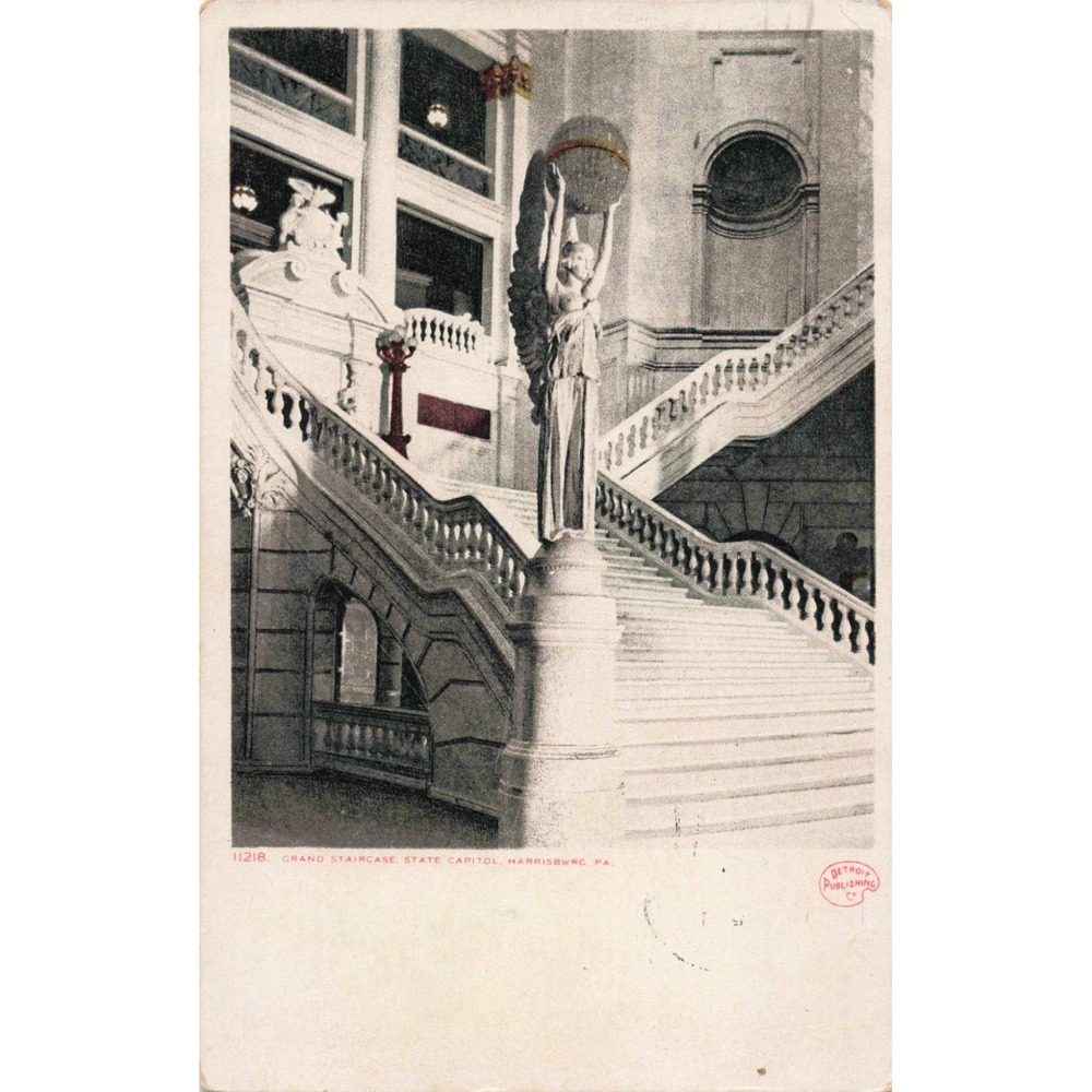 Vintage 1911 Detroit Publishing Co Phostint Postcard Harrisburg State Capitol PA